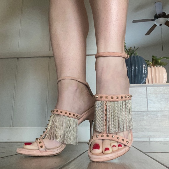BRIAN ATWOOD Gold Studded Fringe Heels - Picture 5 of 10